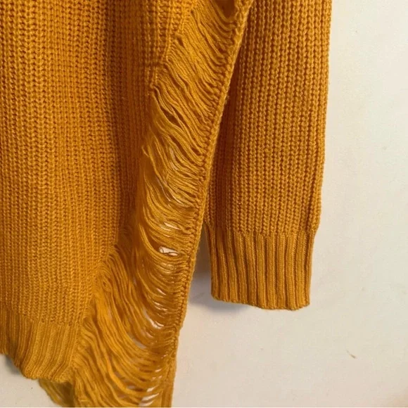 TRENDY THREADS Women's Goldenrod Sweater with Distressed Sides - Picture 4 of 4